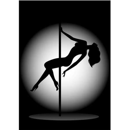  Beautiful silhouette of young women dancing a stripteaseのイラスト素材