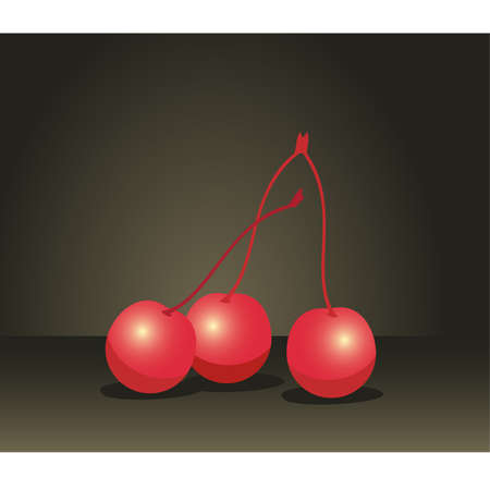 Beautiful juicy cherry against on a dark backgroundのイラスト素材