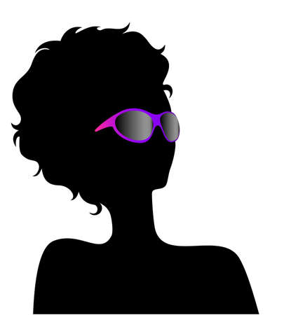 Black silhouette of the young girl in points on a white backgroundの写真素材
