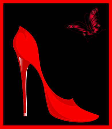 Beautiful female sexy shoes against for design with butterflyの写真素材