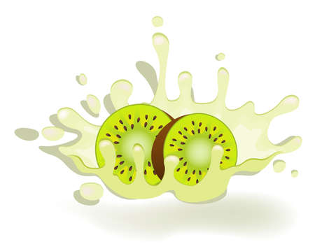 yoghurt with fresh kiwi on a background for designの写真素材