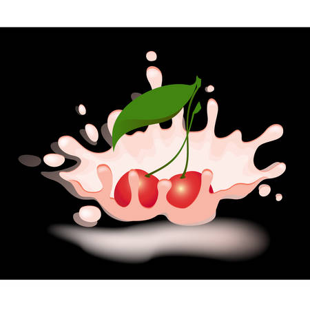 yoghurt with fresh cherry on a background for designのイラスト素材