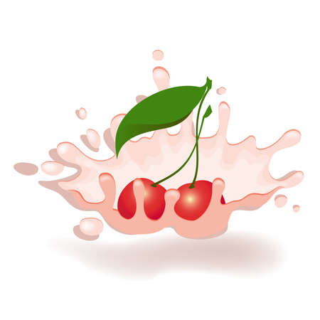 yoghurt with fresh cherry on a background for designのイラスト素材