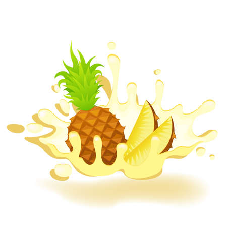 yoghurt with fresh pineapple on a background for designのイラスト素材