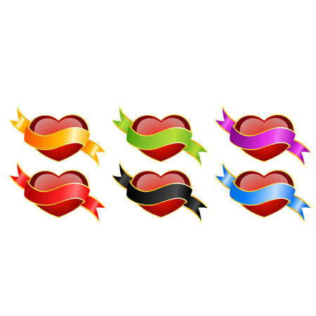 beautiful red heart on a background a ribbonのイラスト素材