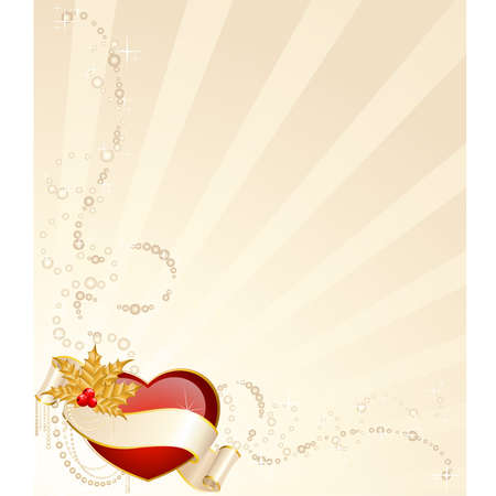  a beautiful red heart is decorated a ribbon for christmastidesのイラスト素材