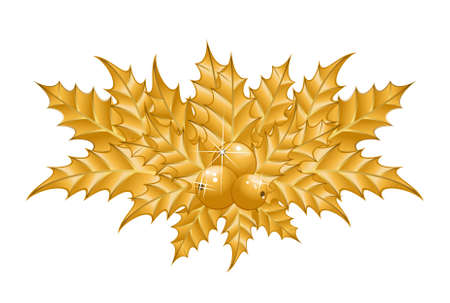 Abstract Christmas bouquet from leaves and berries on a white backgroundのイラスト素材