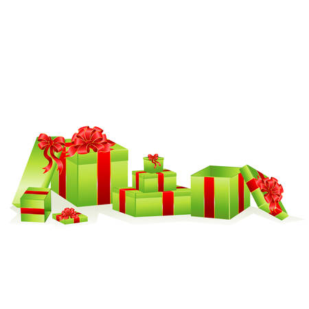 set of beautiful gifts with a bow on a white background for Christmastidesのイラスト素材