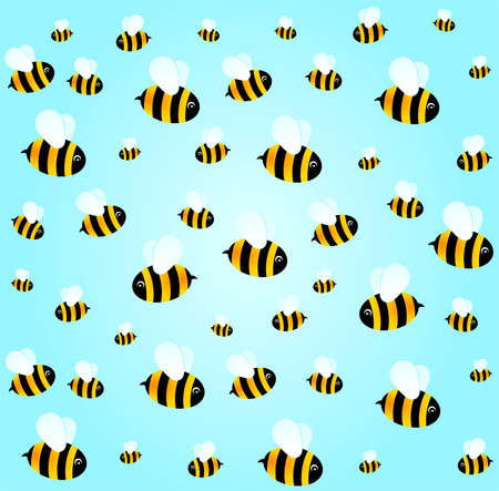 beautiful bright background with funny beesの写真素材