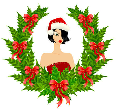  beautiful snow Maidens on a background for Christmastidesのイラスト素材