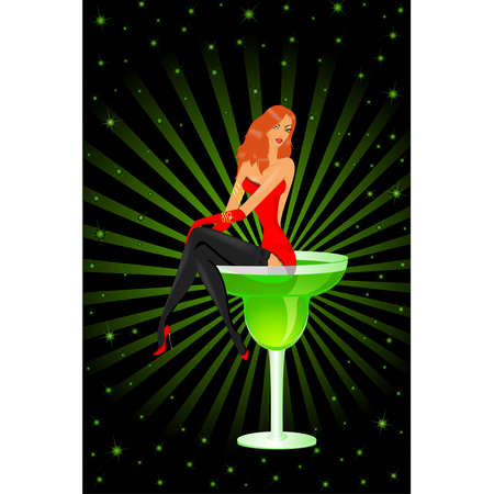  beautiful young girl in red dressのイラスト素材