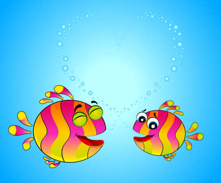  colorful tropical fish in love for the day of Valentineの写真素材