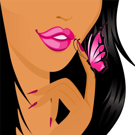 The beautiful woman and the butterflyのイラスト素材