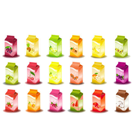 design of packing milky products with fruitのイラスト素材