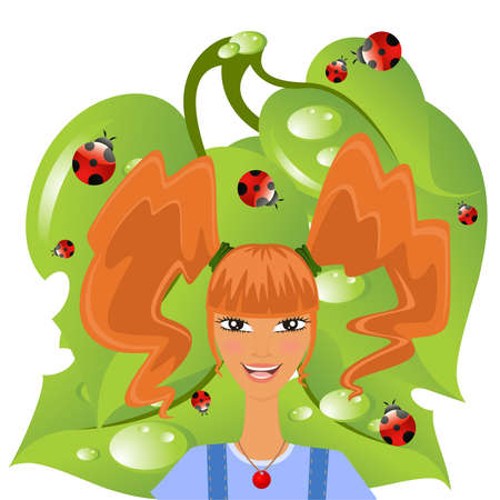  funny girl teenager with red hairs のイラスト素材