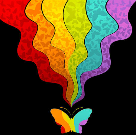 Grunge background with tropical butterfliesの写真素材