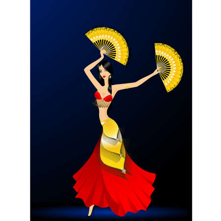 The beautiful young girl dances east danceのイラスト素材