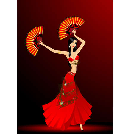 The beautiful young girl dances east danceのイラスト素材