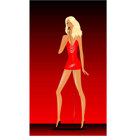 fashionable harmonous girl with a microphoneのイラスト素材