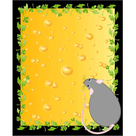 mice against from yellow cheese full of holesのイラスト素材