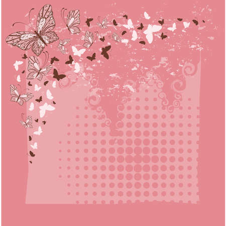 Grunge background with tropical butterfliesのイラスト素材