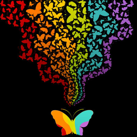 Grunge background with tropical butterflies.のイラスト素材