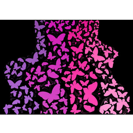 Grunge background with tropical butterflies.のイラスト素材