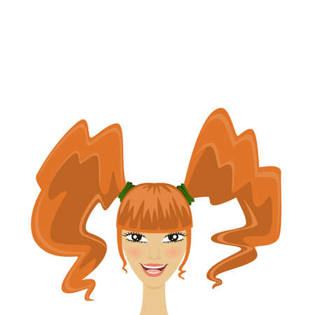 funny girl teenager with red hairsのイラスト素材