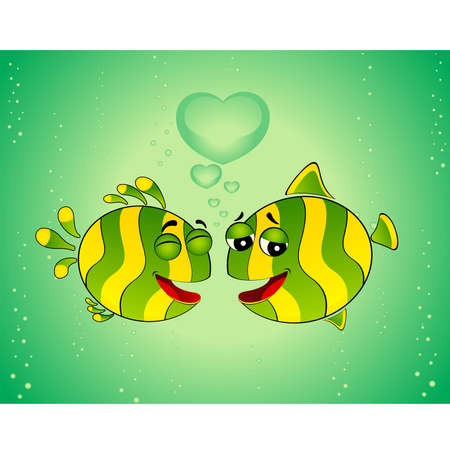 colorful fish in love for the day of Valentineのイラスト素材