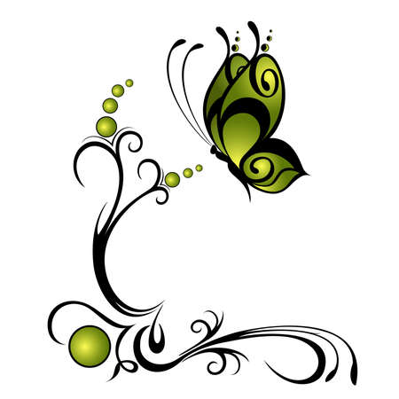 Grunge background and Butterflyのイラスト素材