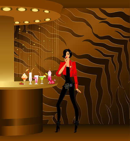 The beautiful girl at nightclubのイラスト素材