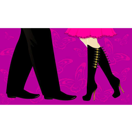 beautiful womanish and masculine legs stand alongsideのイラスト素材