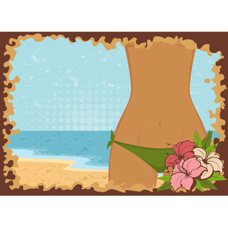 womanish thighs are in Bikini on a beachのイラスト素材