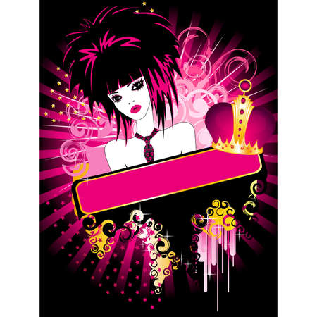 portrait of beautiful girl of emoのイラスト素材