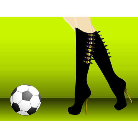 High heel soccer against green backgroundのイラスト素材