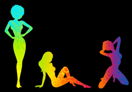 Bright silhouette of girl is isolatedの写真素材