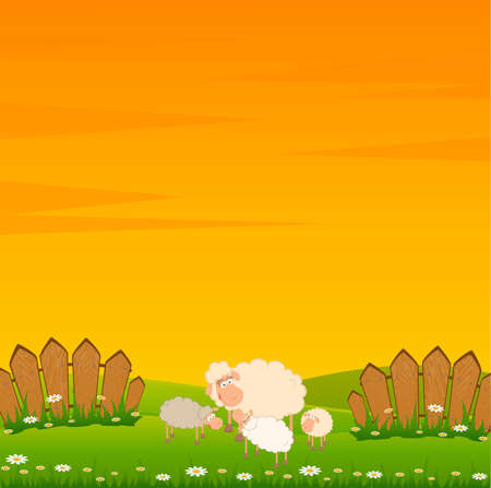 family of cartoon sheep の写真素材