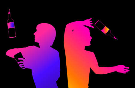 silhouette of barman showing tricks with a bottleの写真素材