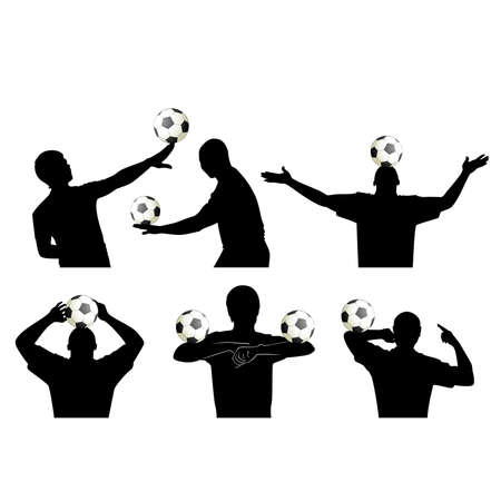 silhouette of man with a Footballのイラスト素材