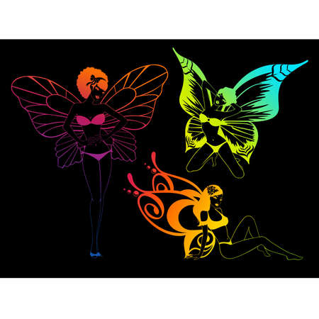 pretty girl with butterfly wingsのイラスト素材