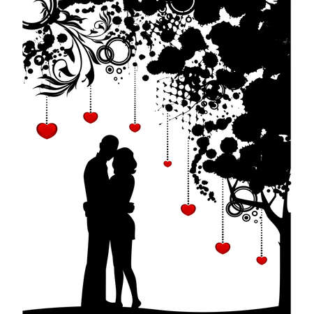 silhouette of loversのイラスト素材