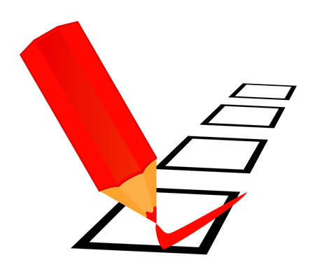 illustration of red pencil choosing.の写真素材