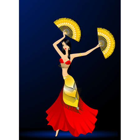 The beautiful young girl dances east danceのイラスト素材