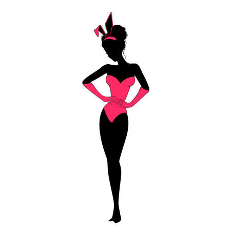 Vector Beautiful pin-up silhouetteのイラスト素材