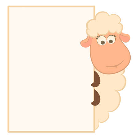 illustration of cartoon sheep with frameのイラスト素材
