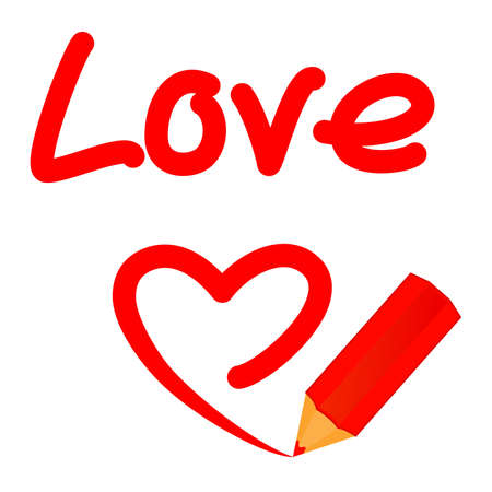 Red pencil drew a heart.のイラスト素材