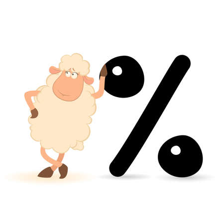 cartoon sheep with the sign of percentのイラスト素材