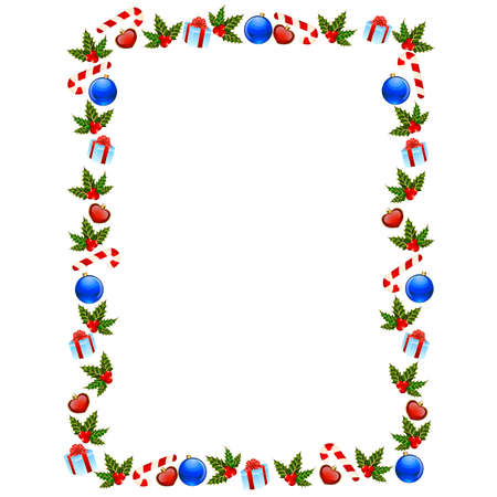 christmas background with bolls, bells and giftsのイラスト素材