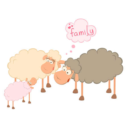 Vector family of cartoon sheepのイラスト素材