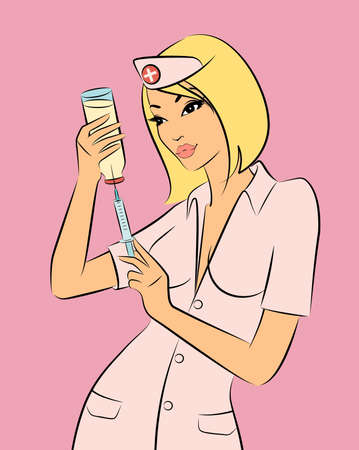 Nurse ready to make an injectionの写真素材